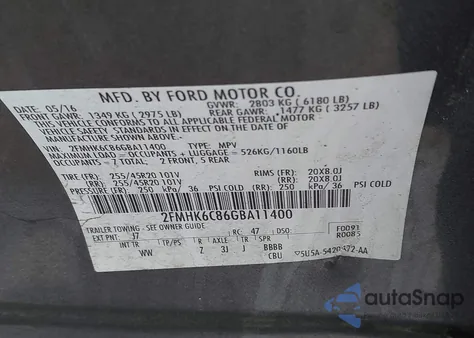 2016 Ford Flex Sel from USA, damaged, VIN 2FMHK6C86GBA11400